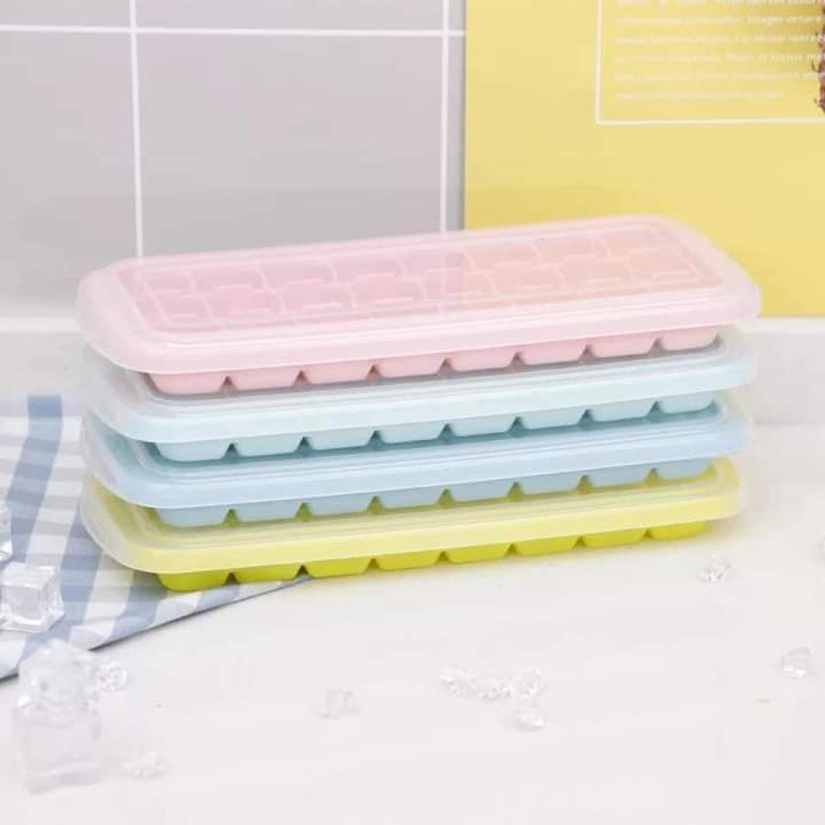 24 Grid Ice Cube Tray With Dust Lid, Rectangle Silicone Ice Cube Mold Kitchen Tools - Ice Cube Tray. 