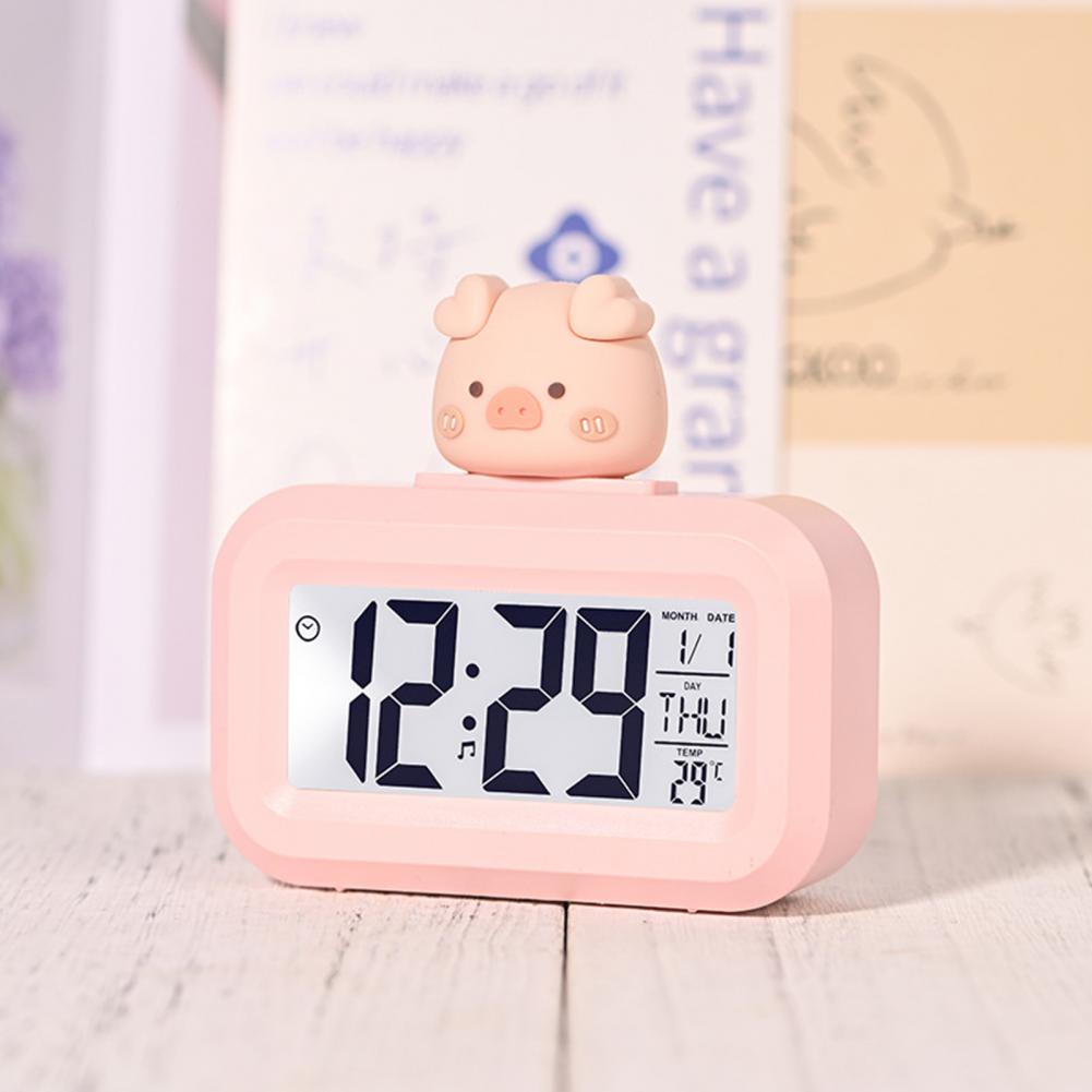 LED Digital Alarm Clock Cute Cartoon Shape Desk Clock Piggy Shape Alarm Clock for Students Bedroom Home Table Decoration. 