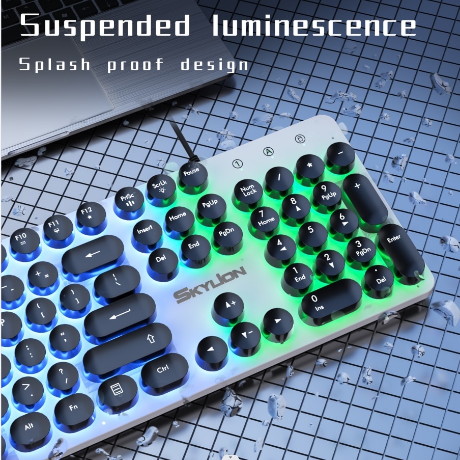 SKYLION H300 Wired 104 Keys Membrane Keyboard Many Kinds of Colorful Lighting Gaming and Office For Windows and IOS System. 