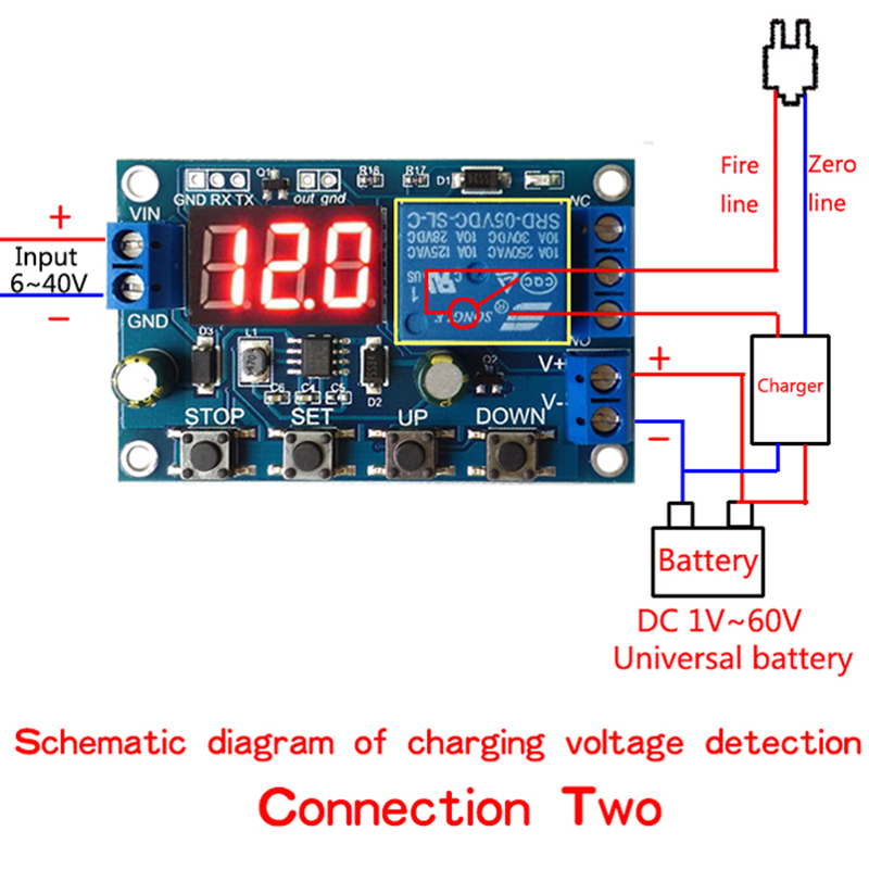 DC 6-40V Battery Charger Discharger Board Undervoltage Overvoltage Protection Board Module Precision Auto Off Module Discharger. 