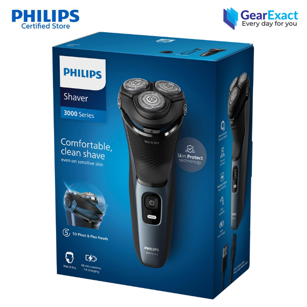 Philips S3144/03 Wet & Dry Electric Shaver 5D Floating 3000 Series for Men. 