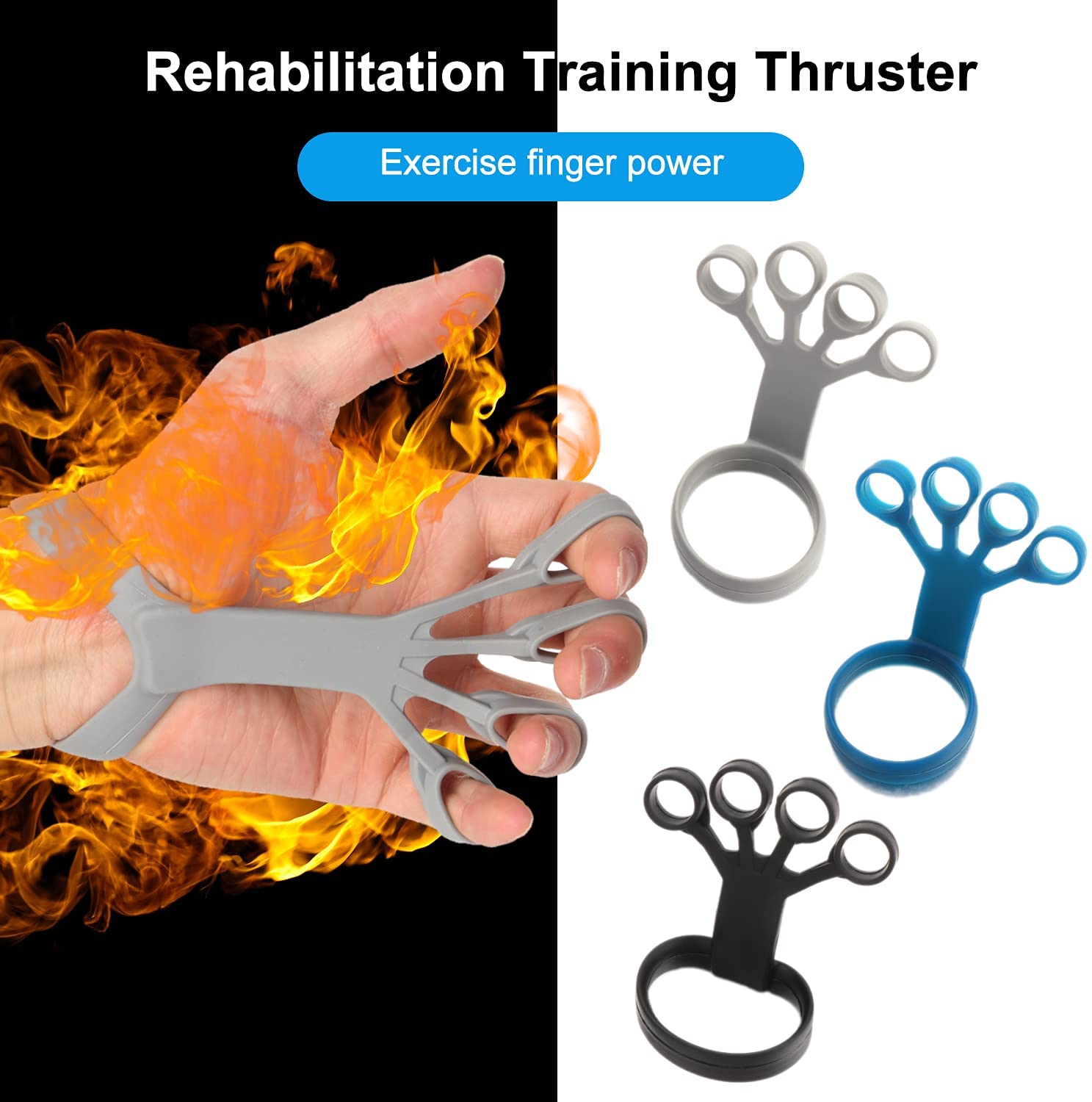 Grip Trainer, Finger Stretcher, Finger Exerciser & Hand Strengthener, Adjustable Level Resistance Finger Trainer for Strength Training. 