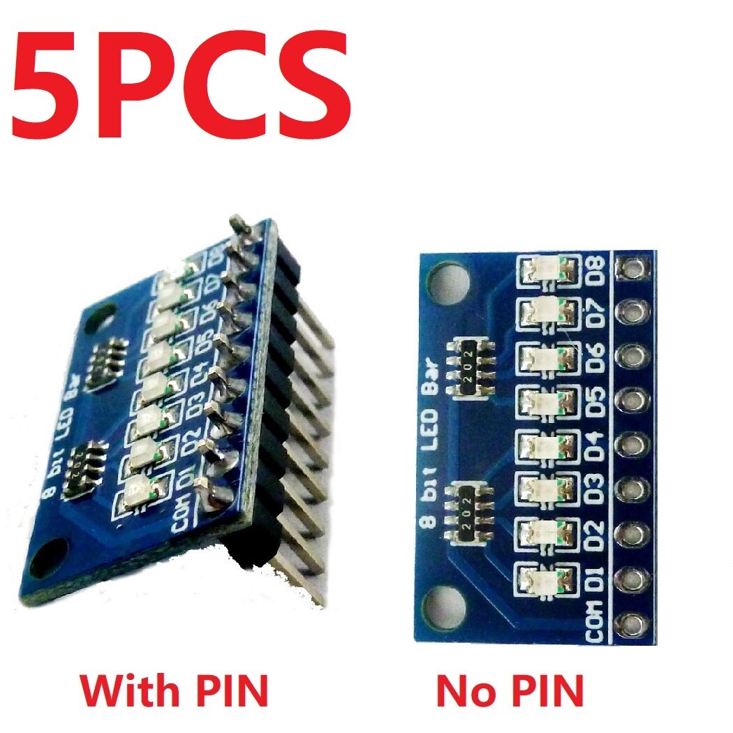 【happy one】5x 3.3V 5V 8 Bit Blue/Red LED indicator Module diy kit for Arduino NANO UNO raspberry pi 4. 