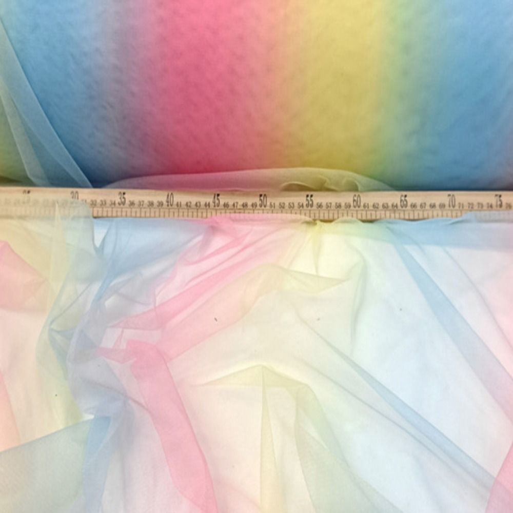 5 Yards 62 Inch Wide Rainbow Mesh Netting Sheer Rainbow Colorful Net Fabric Mesh Netting Ribbon for Skirt Dress Crafts. 