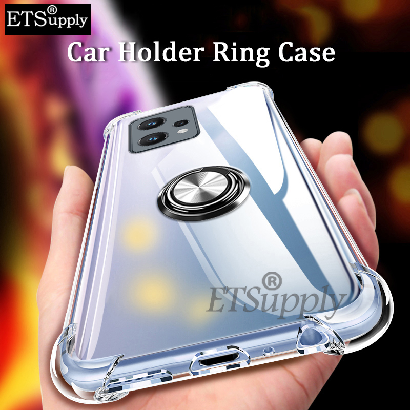Phone Case Realme 9 Cover Holder Stand Cases Bracket Magnetic Finger Ring Clear Back Cover for Realme9 Cases 2022