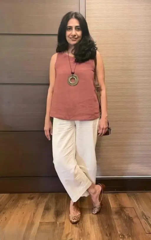 Ladies Soft Fabrics Cotton Flex Top with Cotton Slob Palazzo Pant Duo Twist Top Pant Set [2p]. 
