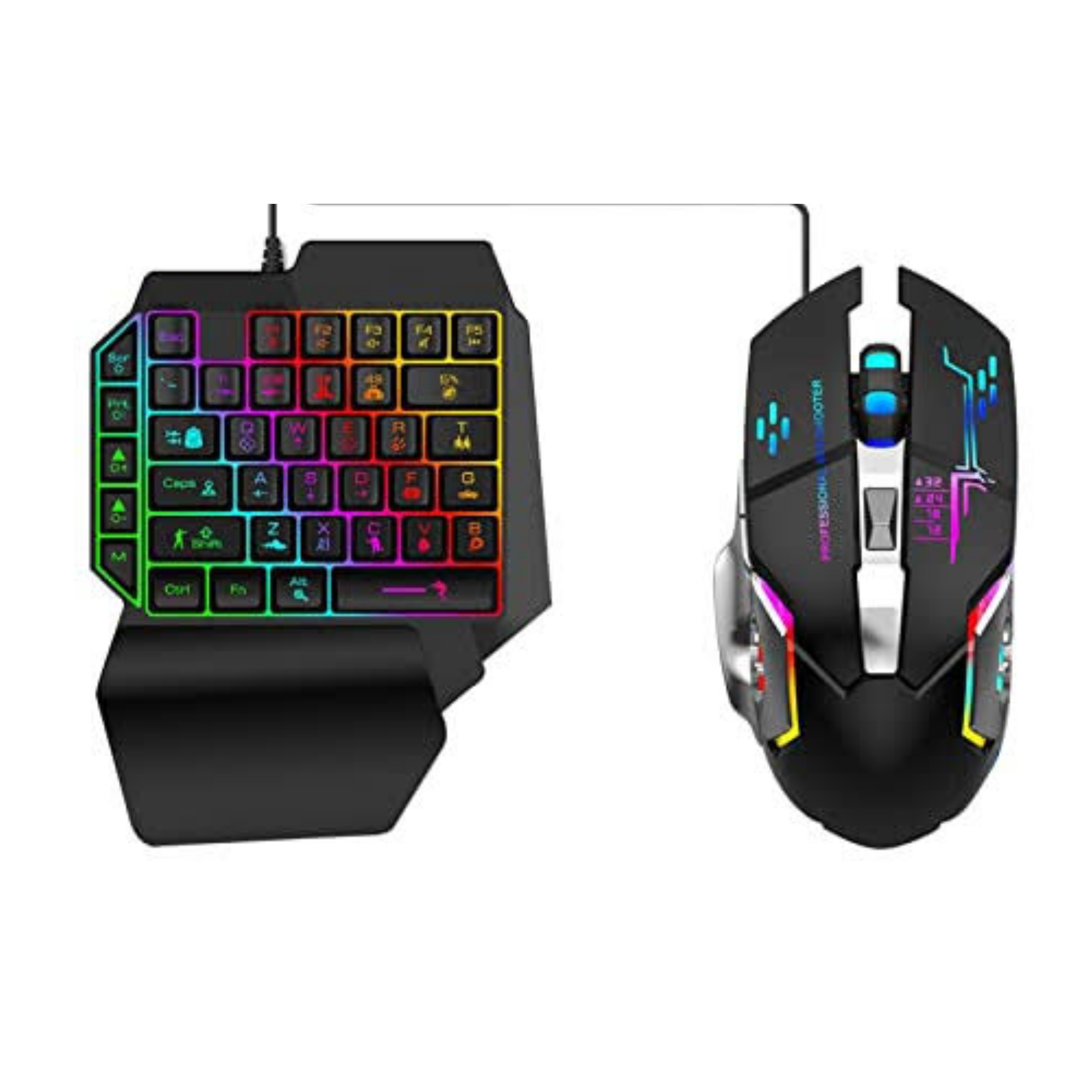5 in 1 Bluetooth Gaming Keyboard Mouse Converter Combo for Smartphone, play your mobile games using the keyboard and the mouse Gaming Accessory Kit (Multicolor, For Android, iOS). 