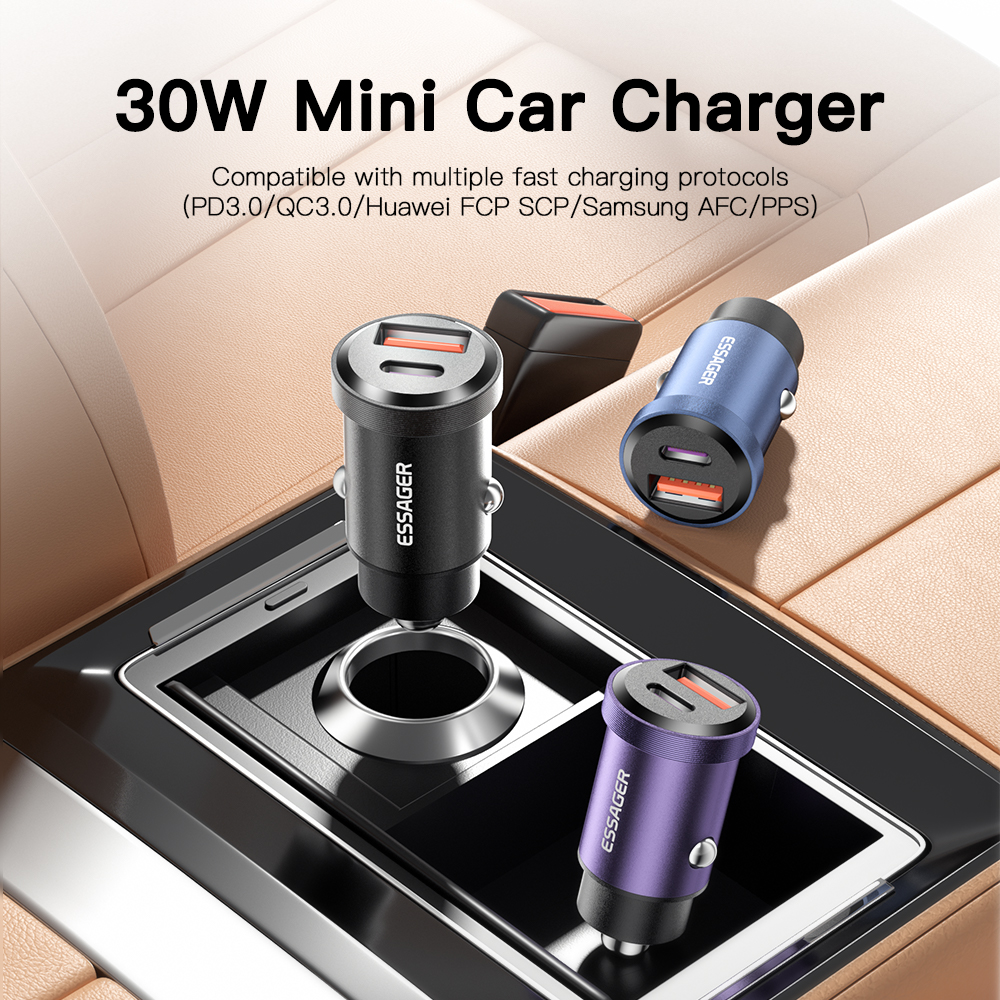 Essager 30W USB C Car Charger Fast Charging For Xiaomi iPhone 14 13 Oneplus Huawei Poco3 Redmi Type C Lighter Car Phone Chargers. 