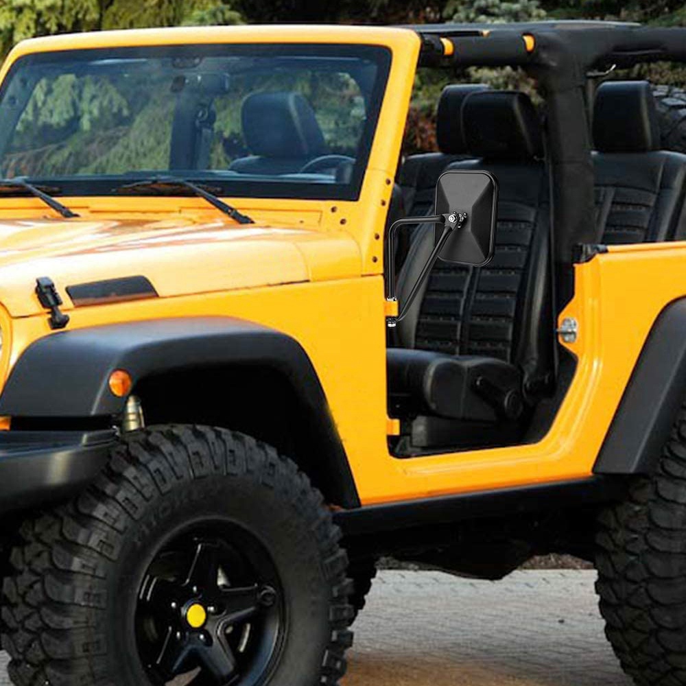 Doors Off Mirrors for Jeep Wrangler CJ YJ TJ JK JL & Unlimited, Wider Rearview Mirrors Square Door Side Hinge Mirror. 