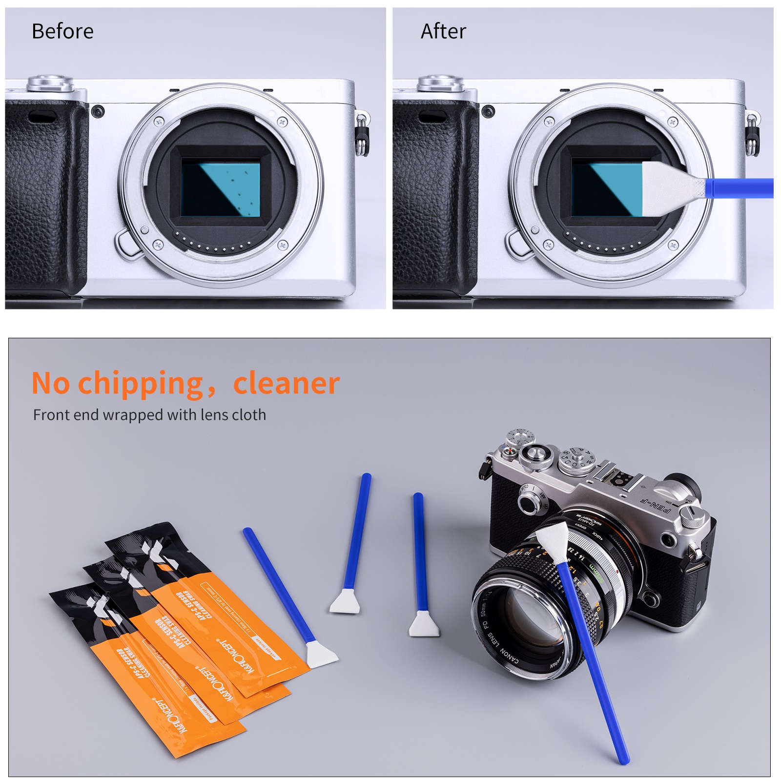 K F Concept Sensor Cleaning Swab Kit Full-Frame Sensor APS-C Format Clean Stick Clean Stick Set for Nikon Canon Sony DSLR Camera. 