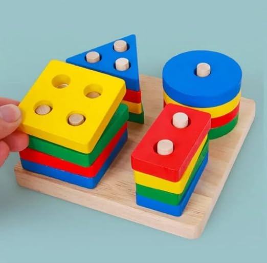 Geometric Five sets of column wooden educational Toys