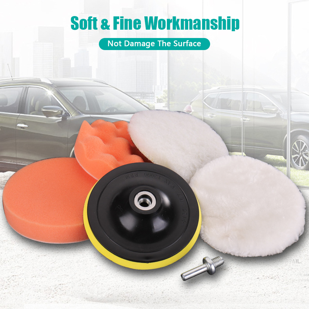 New KKmoon 6 Pc Car Foam Drill Buffing Pad Polihing Pad Kit 4 Inch Car Buffer Polihing Kit ponge and Wool Polihing Pad et. 