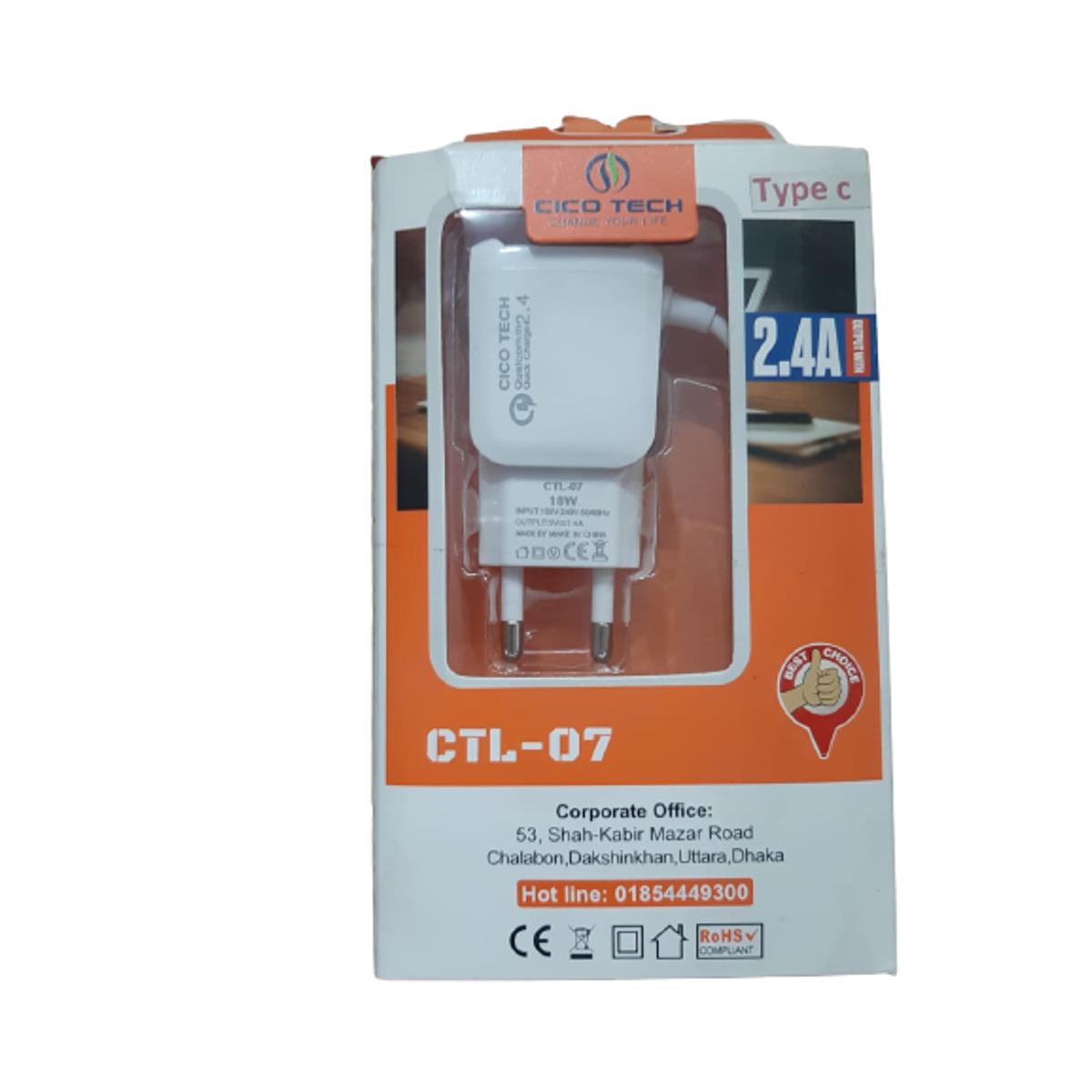 Cico Tech Type C-Charger 18 Wt Fast Charger White