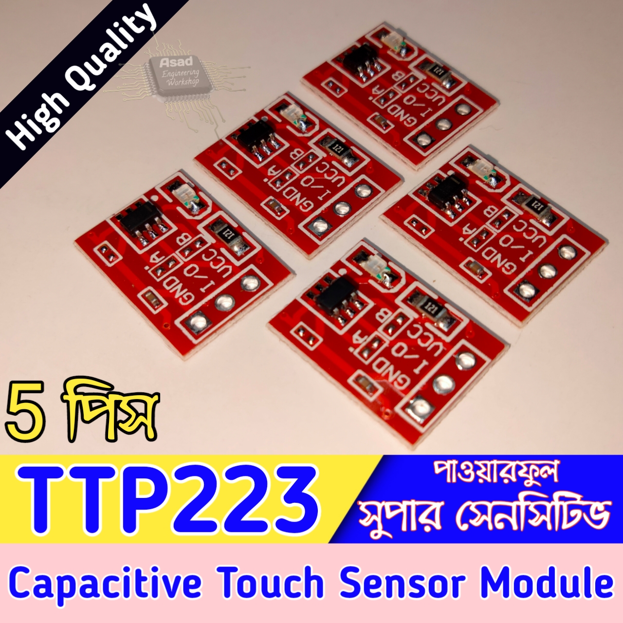 TTP223 Ultra Small Digital Touch Sensor High Quality ttp 223 touch sensor Module For Arduino (5Pcs). 