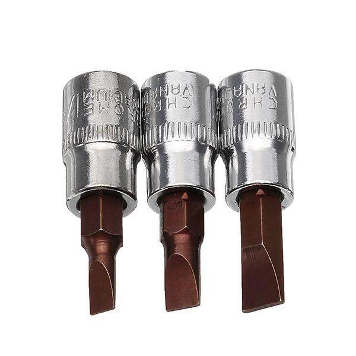 Drillpro 1/4 Inch Drive Sockets Set S2 Alloy Metric Screwdriver Bit Sockets H3,H4, H5, H6, H7, H8 - Three piece flat type fd4fd5.5fd7