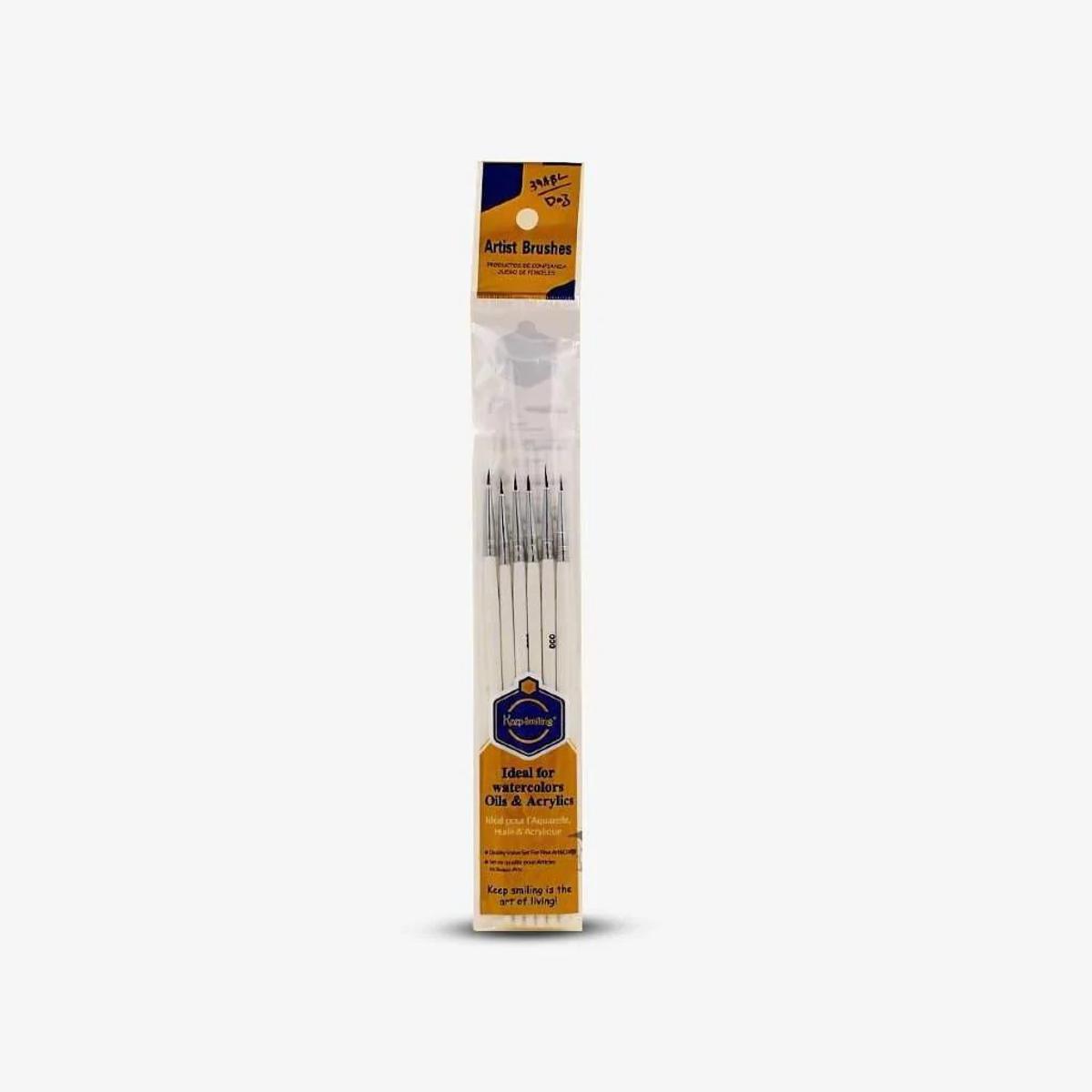 Keep Smiling Synthetic Hair Round Tip 0/00/000 Size Paint Brushes Pack of 6pcs