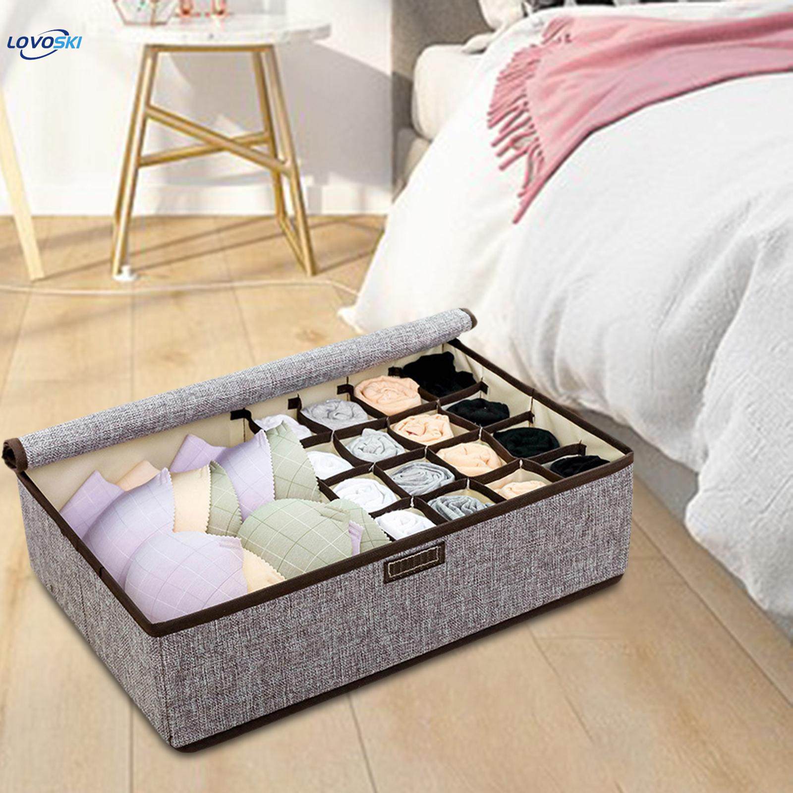 Closet Organizer Sock Storage Box with Lid Multipurpose Rectangular under Bed Organizer. 