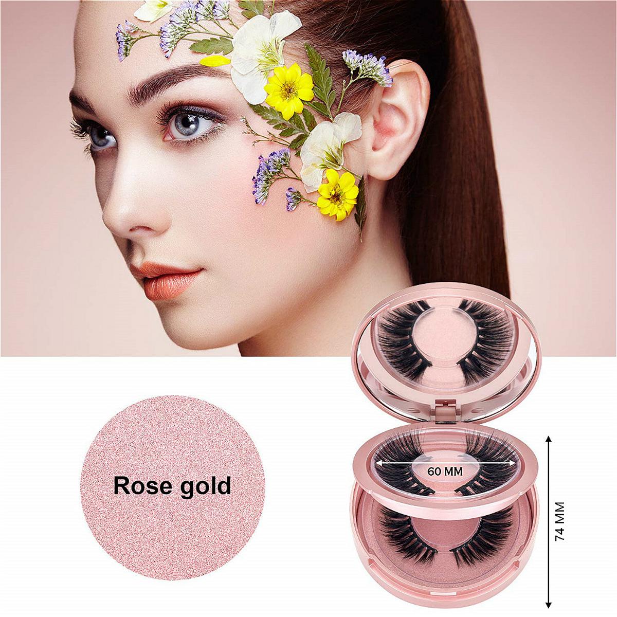 Double Layer Eyelash Packaging Circle Box with Mirror and Tray Eyelashes Storage Organizer Empty Lash Case with Lash Holder for Women Girls Makeup