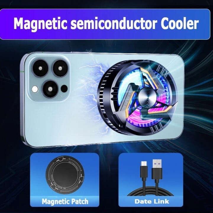 GT28 Semiconductor Magnetic Mobile Radiator Tablet Phone Refrigeration Fan Cooler for Gaming. 