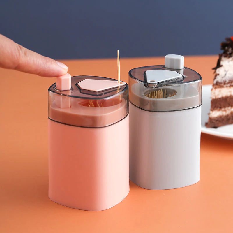 Automatic Toothpick Box Wheat Straw Toothpick Holder Container Portable Pop-up Toothpick Dispenser Storage Box. 