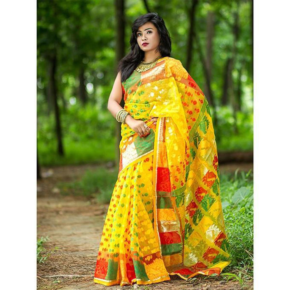 Understated -Craftsmanship and Trendy -Women's Multicolour Muslim Silk Sharee Without Blouse Piece- Progressively Better