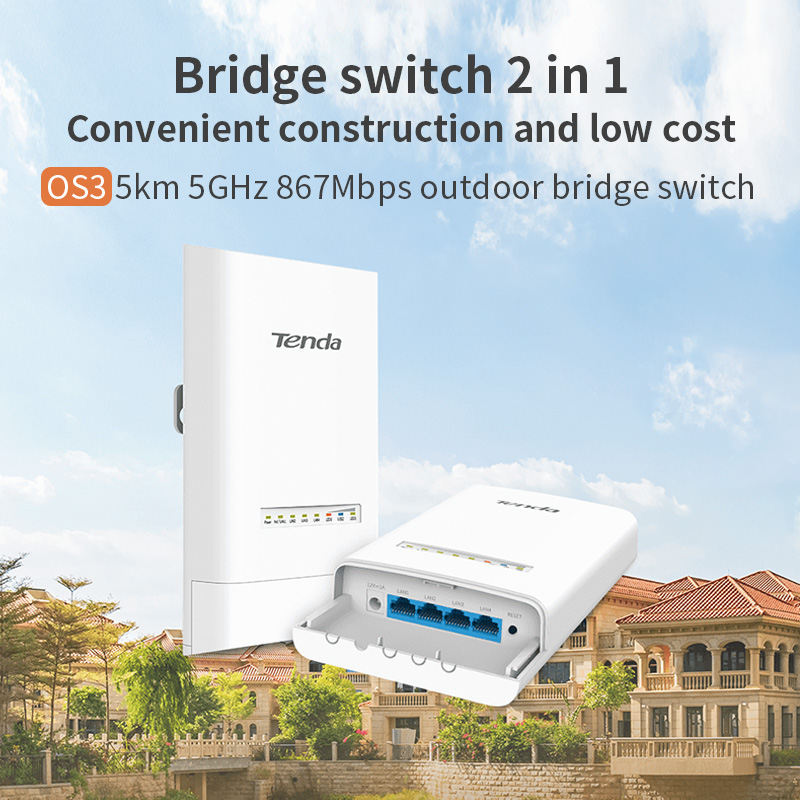 Tenda OS3 5KM 5GHz 867Mbps Outdoor CPE Wireless 5G WiFi Extender Router AP Access Point Wi-Fi Bridge p to p. 