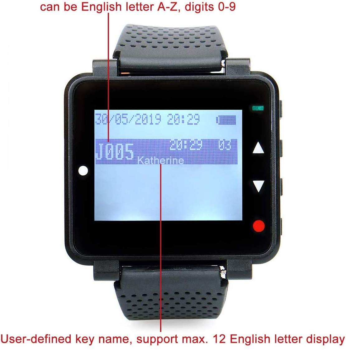 Retekess T128 Wireless Calling System Caregiver Pager 1 Wrist Watch Receiver Rechargeable Watch Pager Call Buttons Caregiver Pager System(Black/White). 