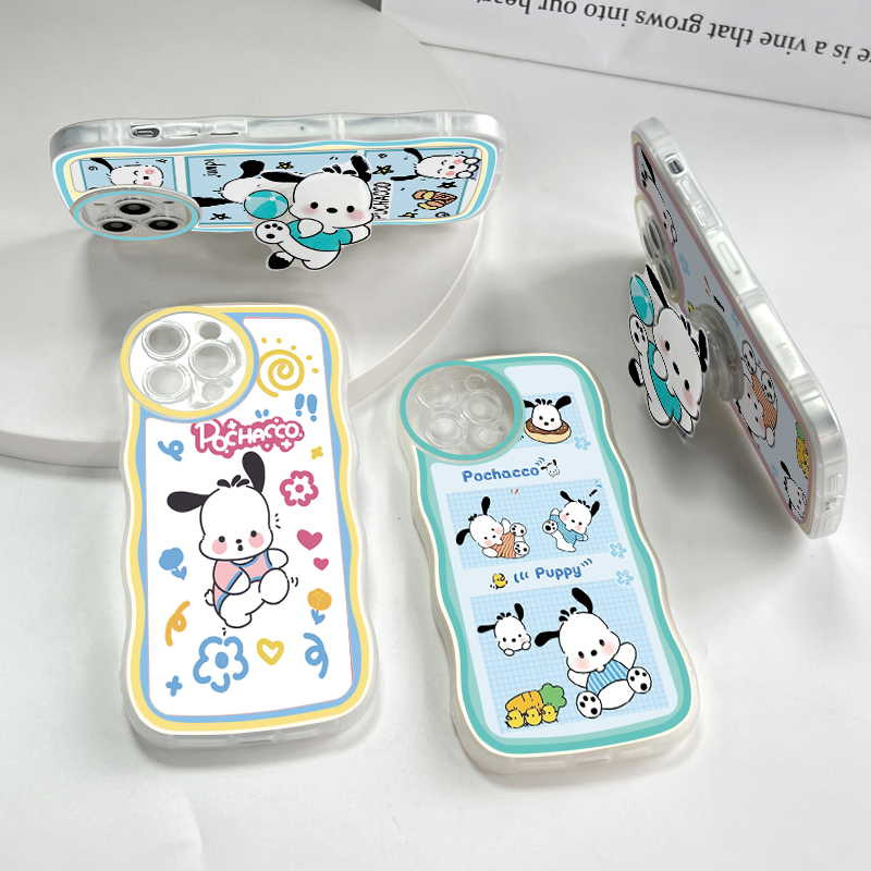 Jizetin for Huawei P20 Pro Back Cover + Free Pop Socket Happy Pochacco Soft Wavy Shape TPU Phone Case For Girls Boys. 