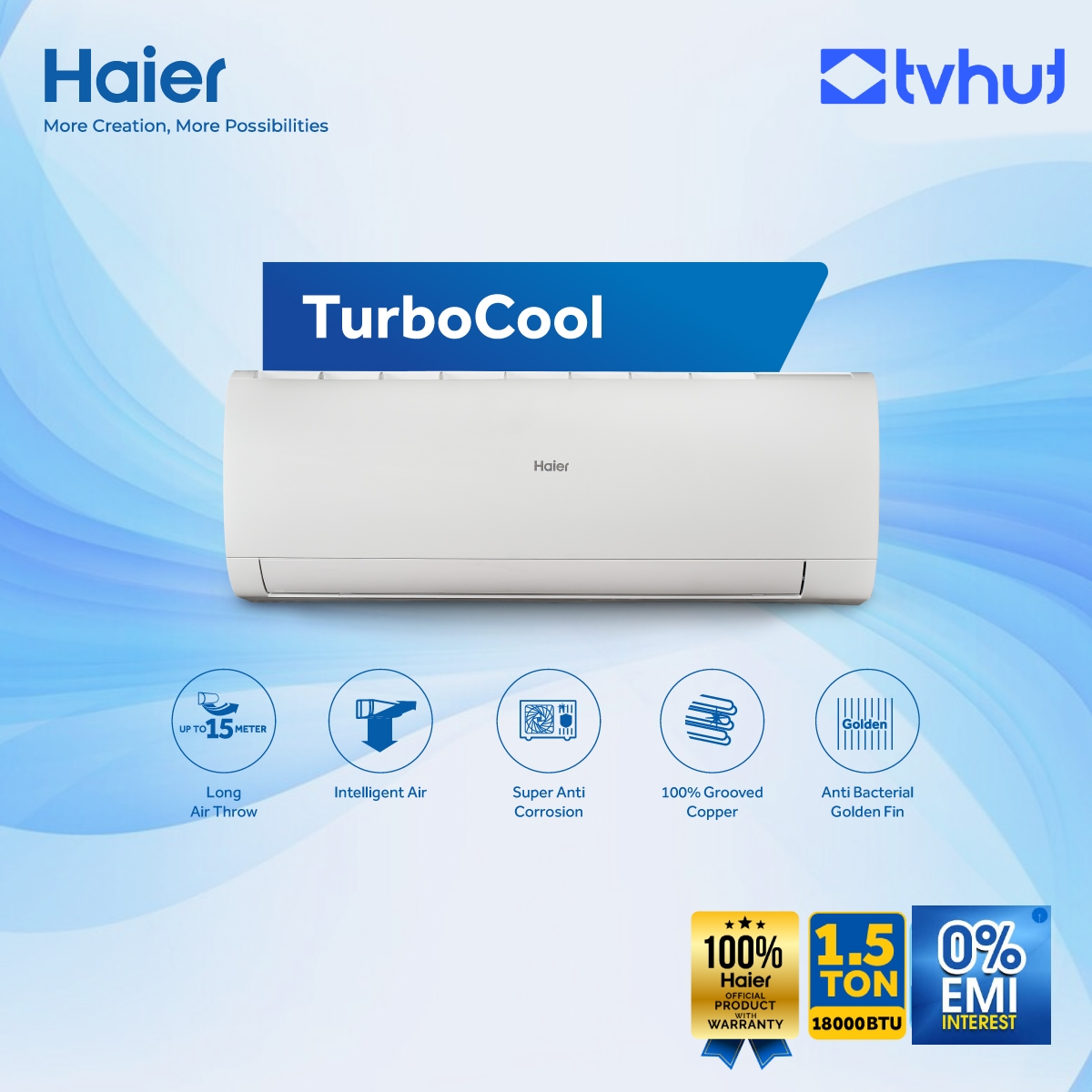 Haier 18Turbocool Pro 1.5 Ton Non Inverter AC With Official Warranty. 