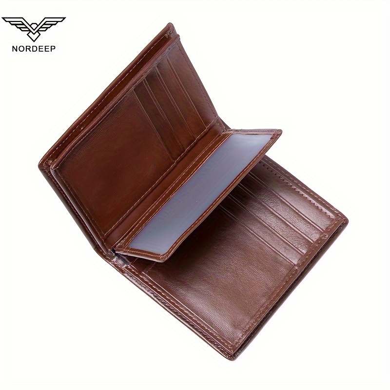 1pc Men's Nordeep Leather Wallet, With Extra-thick Three Fold Wallet, Top Layer Cowhide Retro Card Holder, Large Capacity Multi-function Multi-card Wallet. 