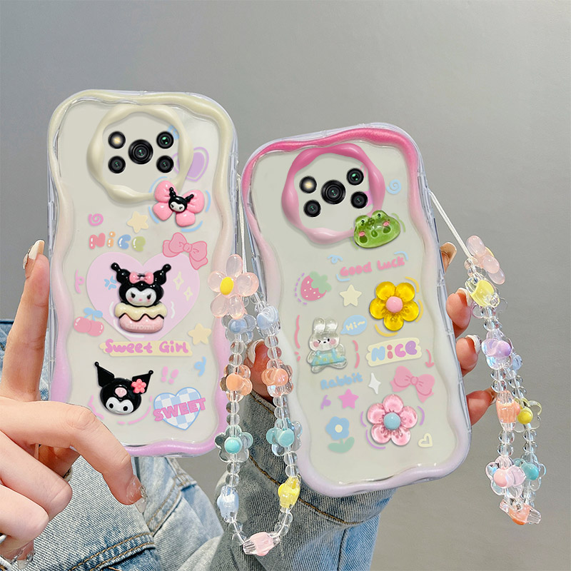 For Xiaomi Poco X3 Pro Poco X3 NFC Phone Case 3D Cute Animal Cartoon Patterns + Beautiful Flower Bracelet Soft Case. 