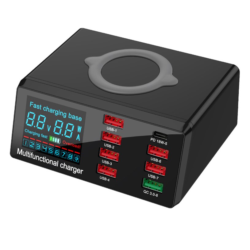 8Port Multi Fast USB Charger  Quick Charge 3.0 Phone Charging Station LED Display USB Smart Wireless /  Digital Display  Charger X9. 