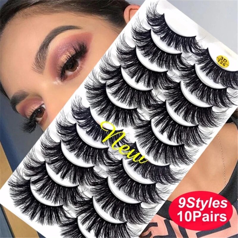 【All Of Me】10 Pairs 3d Eyelashes Thick Mink Lashes Natural Normal/Mixed Eyelashes False Eyelashes Full Strip Lashes