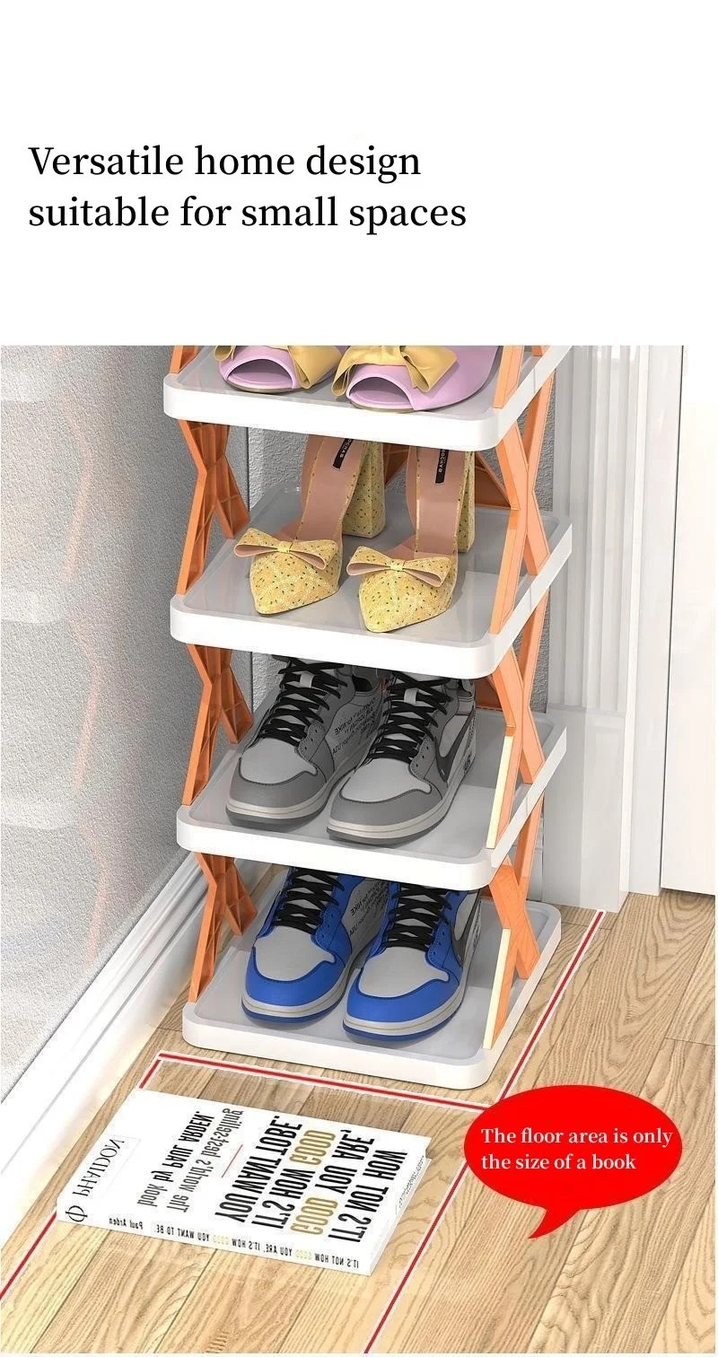 5-Tier Plastic Shoe Rack: Adjustable Folding Organizer for Closets and Bedrooms. 