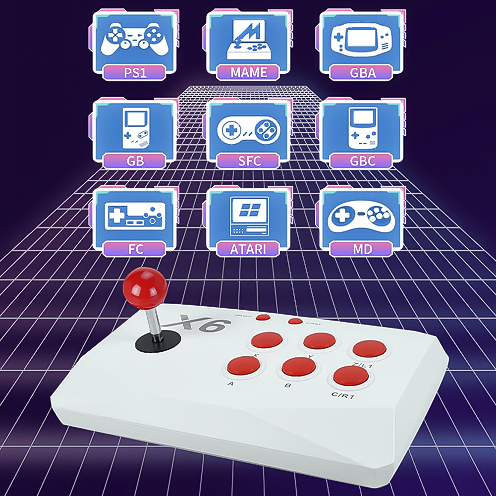 M8-X6 Video Wireless Game Console 4K TV Game Stick with Double Arcade Joystick 40000+ Games 32/64/128GB For MAME Sega PS1 Atari. 