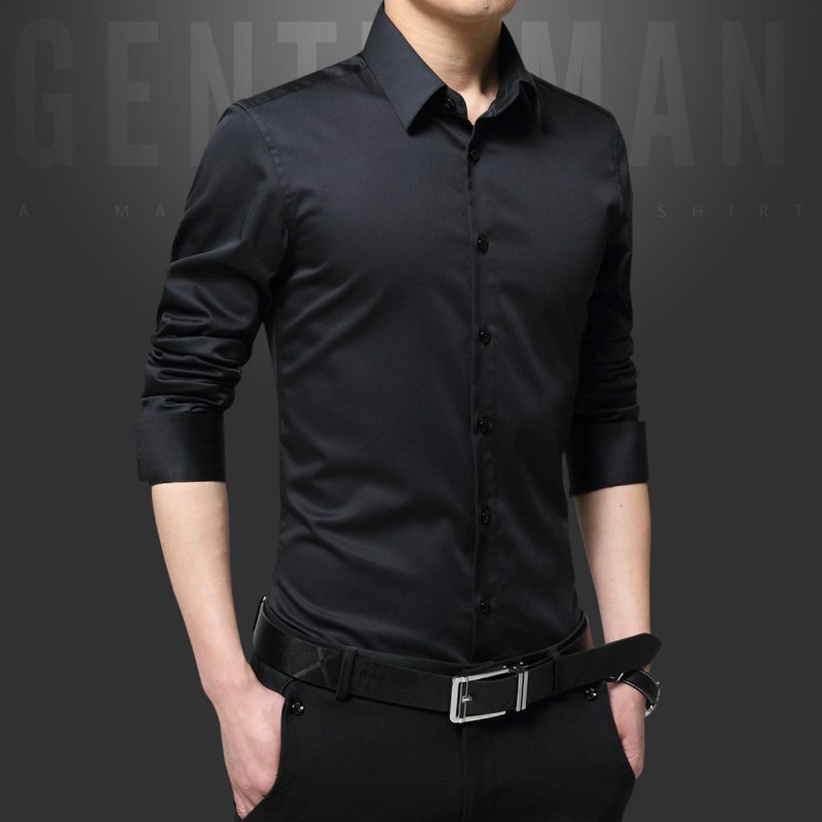 Black Cotton Formal Shirt for Men