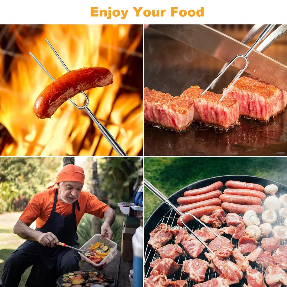 Marshmallow Roasting Sticks for Fire Pit Long 32Inch, Smores Sticks Skewers, Smores Kit for Fire Pit, Premium Telescoping. 