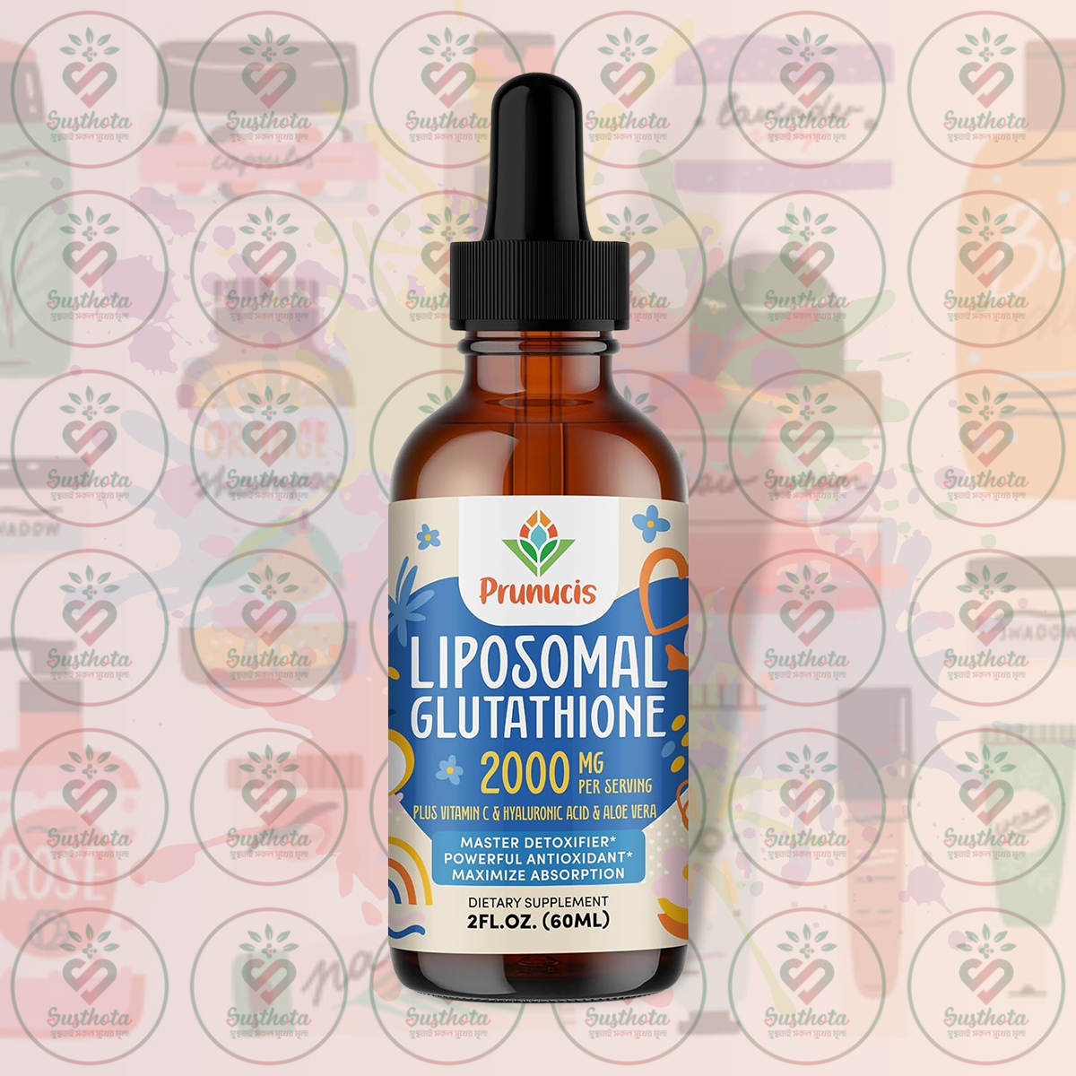 prunucis glutathione Prunucis Liposomal Glutathione - 2000 mg - 60ml Liquid - with Vitamin C,  Hyaluronic Acid & Aloe Vera - for Detoxification & Antioxidant Support