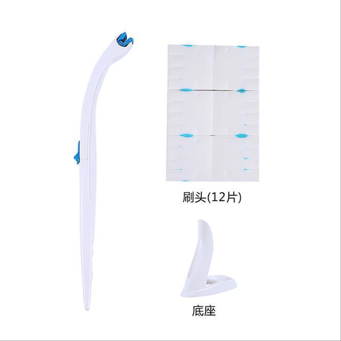 Disposable cleaning pad brush head can be discarded, no dead angle toilet brush, toilet brush with detergent, 12 brush heads