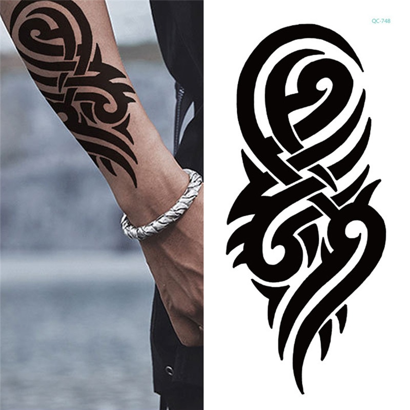 Hot Black Temporary Tattoo Body Art Tattoos 3D Waterproof Temporary Tattoos Sticker Art Men Arm Leg Tatoo Paper. 