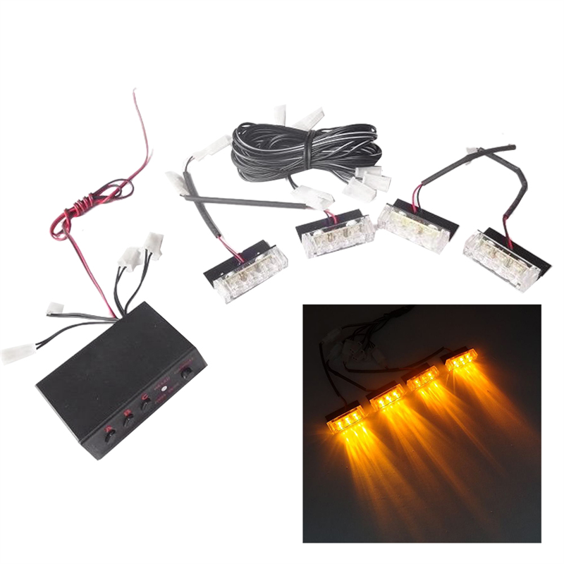 One Drag Four Strobe Lights Strobe Lights Signal Lights Car LED Lights General Car Supplies,Yellow Light. 