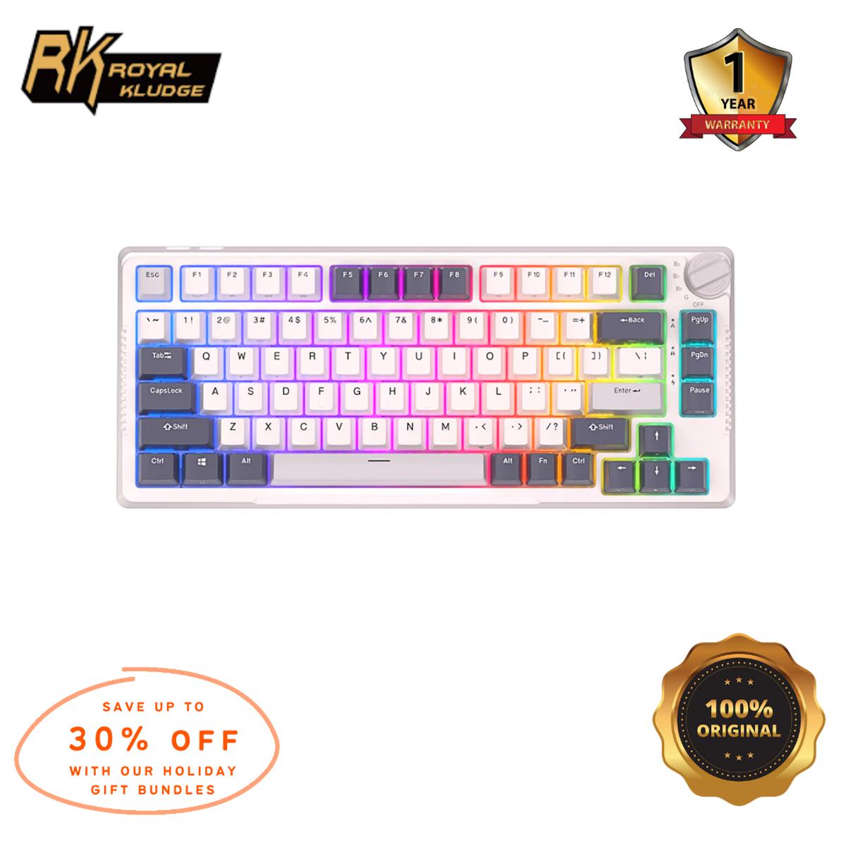 Royal Kludge RK-H81 Tri-Mode RGB 81 Keys Hot Swappable Mechanical Keyboard sky chan II plug and play with computer or xbox or console. 