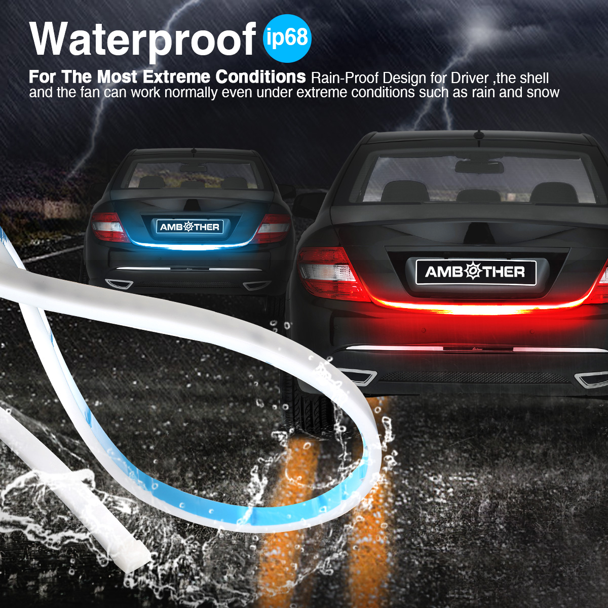 Common Car Running Brake Reverse Signal LED Tail Tal Light Bar Strip Truck. 