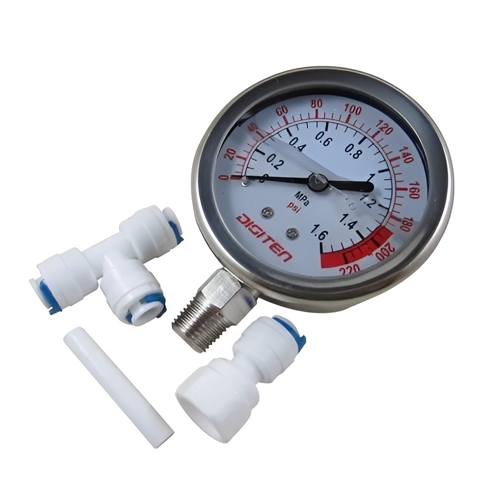 0 to 6 or 7 Kg/Cm2 Connection Pressure Gauge Meter Stainless Steel for Reverse Osmosis System Pump. 