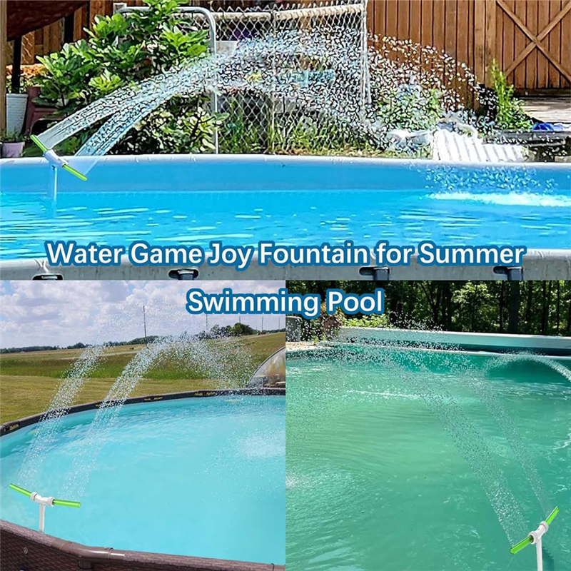 Dual Water Fountain with Fluorescent Green Lights,Adjustable 2in1 Nozzle for Inground and Above Ground Pools Easy Install Easy to Use