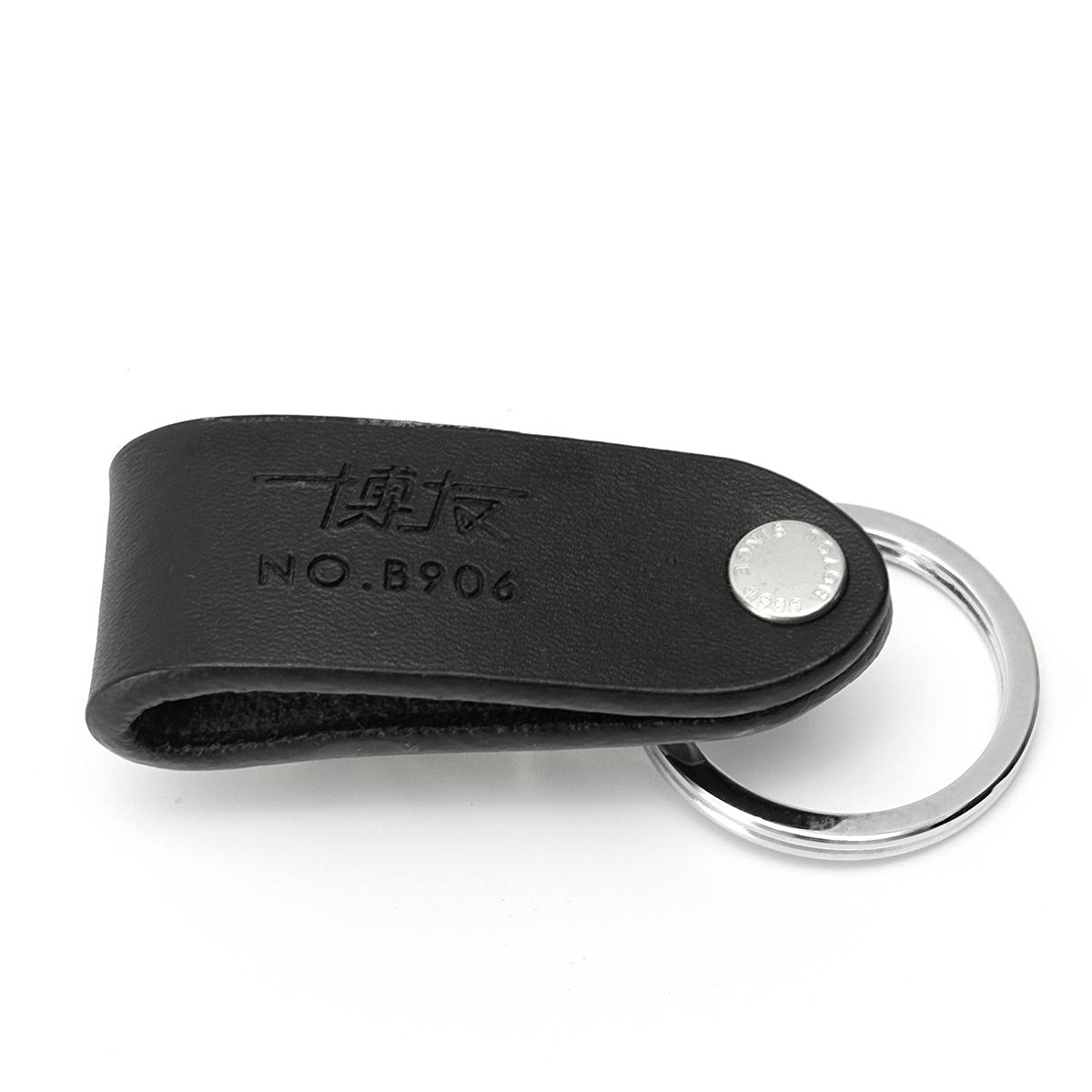 Stainless Steel Leather Detachable Keychain Belt Clip Accessories Key Ring Holder -