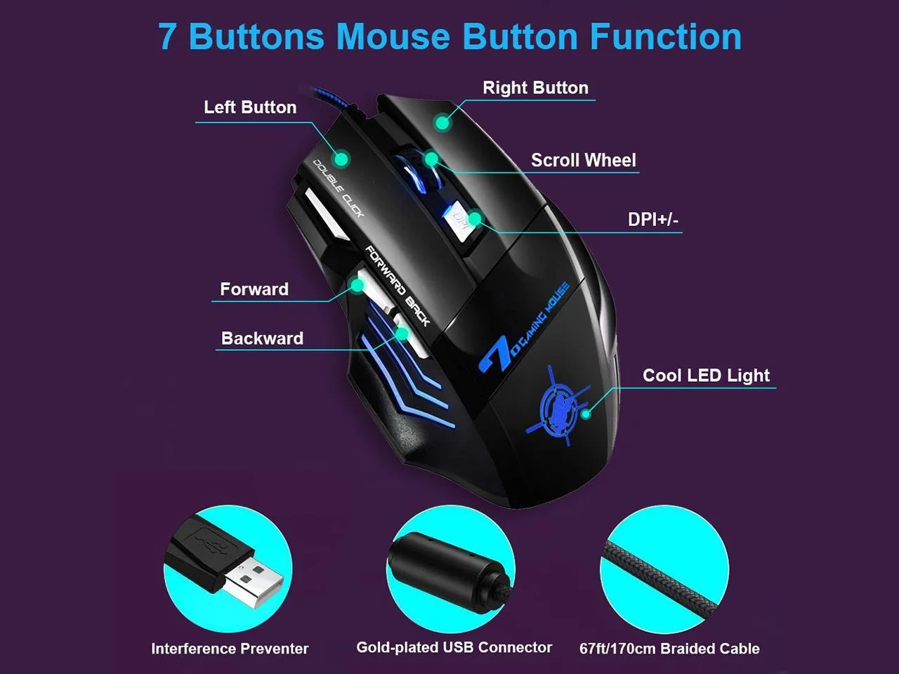 RGB Gaming Mouse For Computer & Laptop. HIgh DPI Gaming Mouse MS-7. 