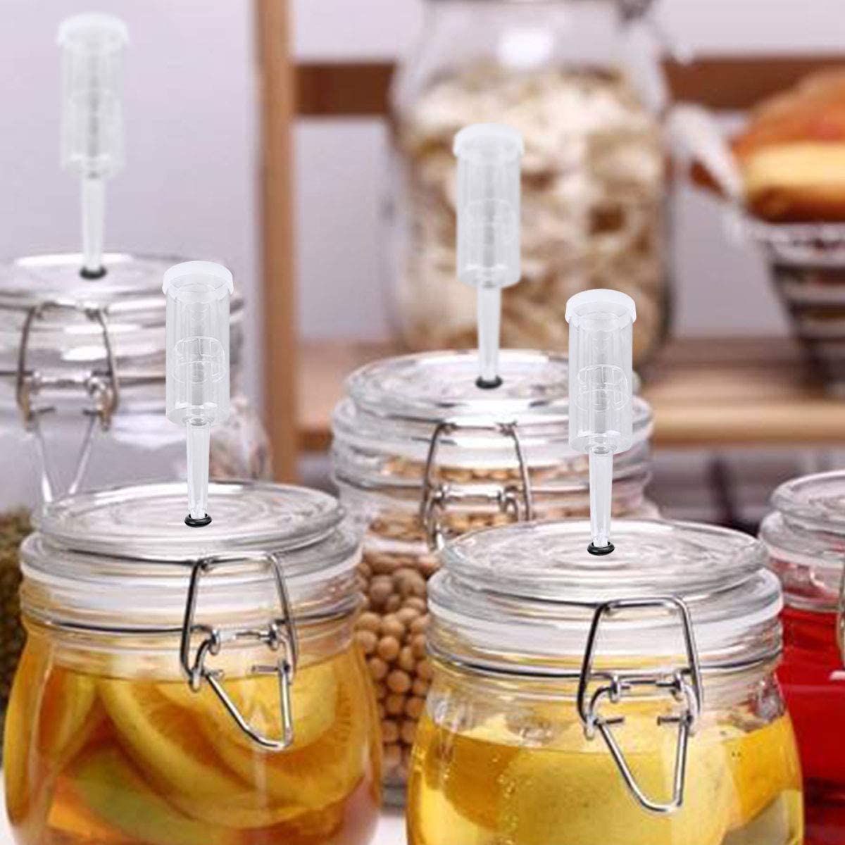 Fermentation Lids Kit,Airlock for Fermentation Air Locks with Black Grommets Airlock Bubble for Beer and Wine,Mason Jar. 