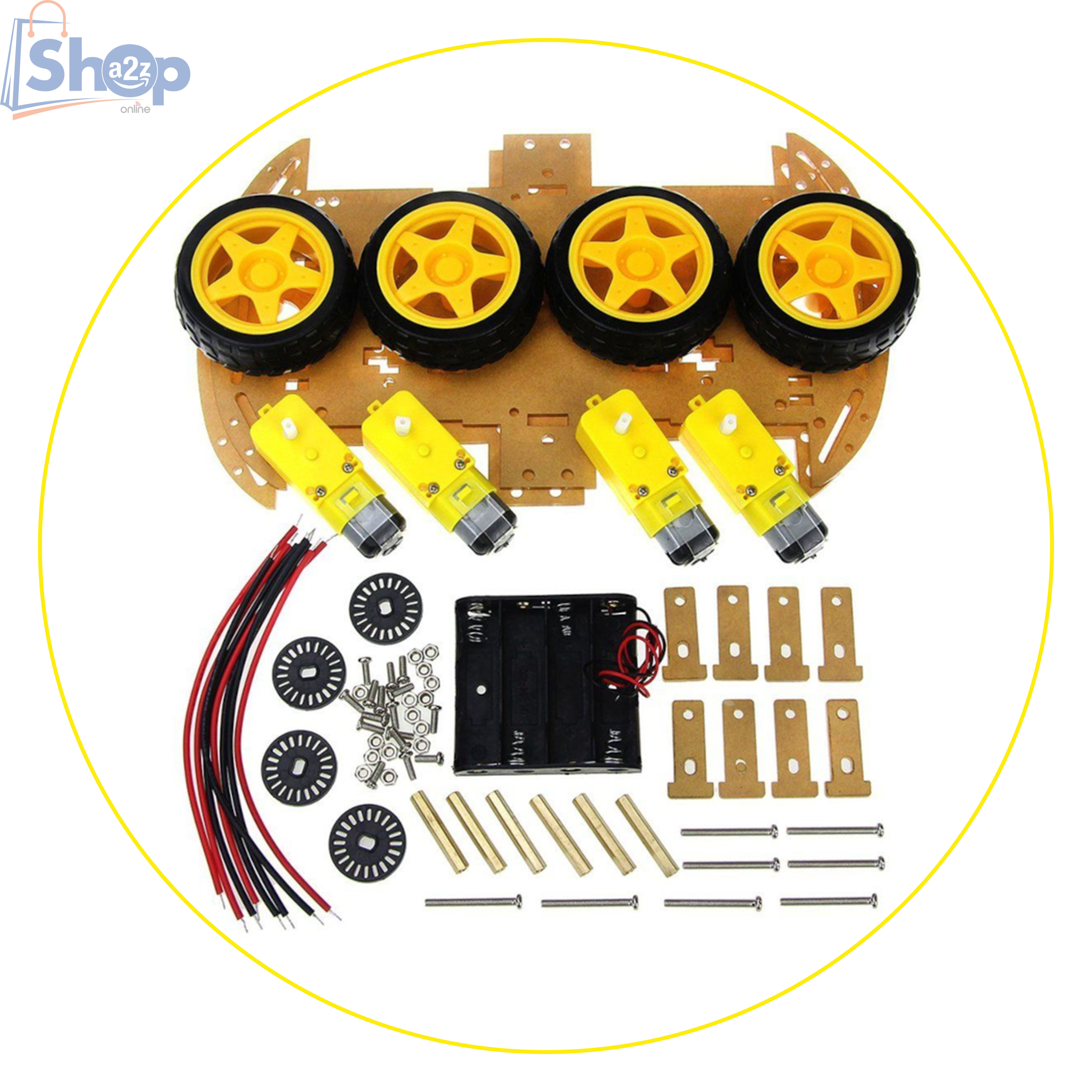 4 Wheel Drive (4WD) Smart Robot Car Transparent Acrylic Chassis Kit. 