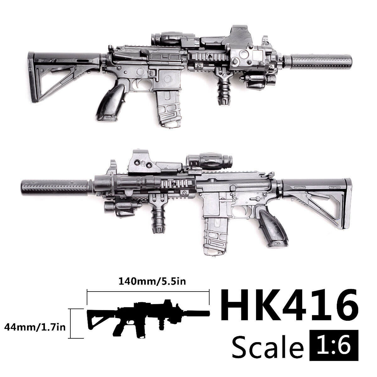 MoupBoi 1:6 PUBG M416 HK416 Rifle Assembly Gun Model Assembling Puzzles Building Bricks For Action Figure. 